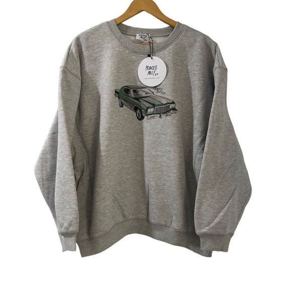 Princess Polly Sweaters - Princess Polly Sweatshirt RETRO CAR CREW NECK SWEATSHIRT GREY MARLE Small/Medium